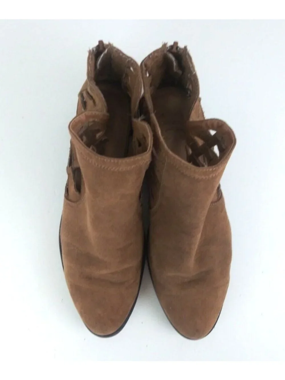 JG Women's Soft Faux Suede Back Zip Light Brown Ankle Boots Booties Size 7